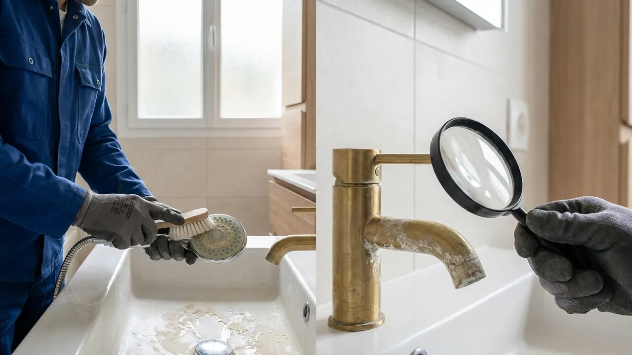Résistance de chauffe-eau entartrée par l'eau calcaire, remplacée dans un logement d'Aulnay-sous-Bois